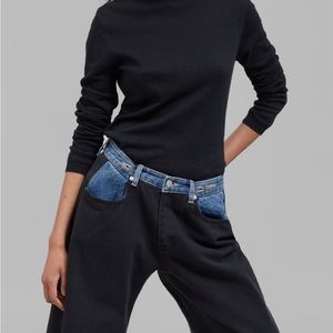 HAYLA CONTRAST DENIM PANTS - BLACK/BLUE
